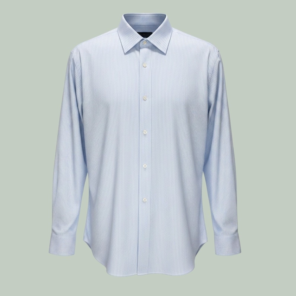 Calvin Klein Mens 2XL Light Blue Striped Dress Shirt 100% Cotton Button Front